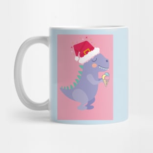 Christmas dinosaur with ice cream and hat Mug